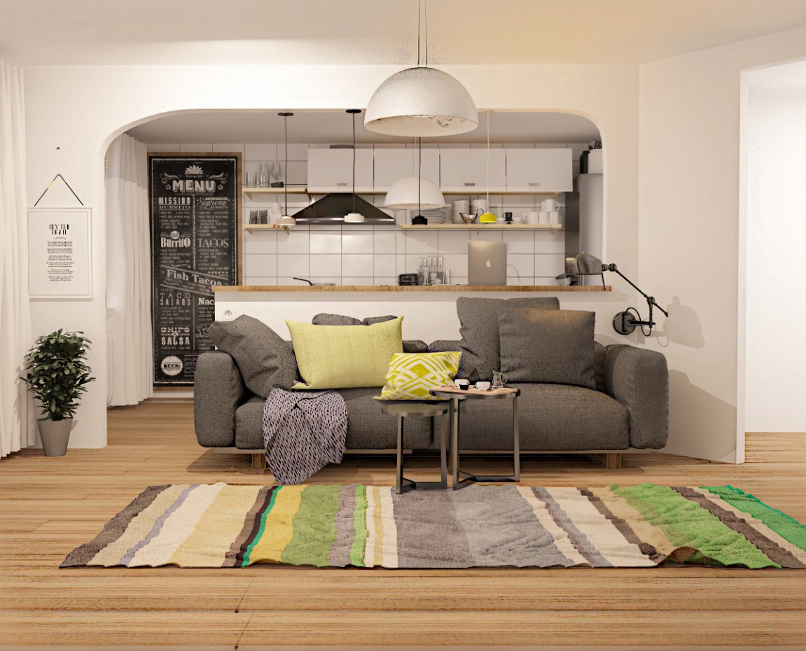 Studio apartment in 3d max vray 3.0 image