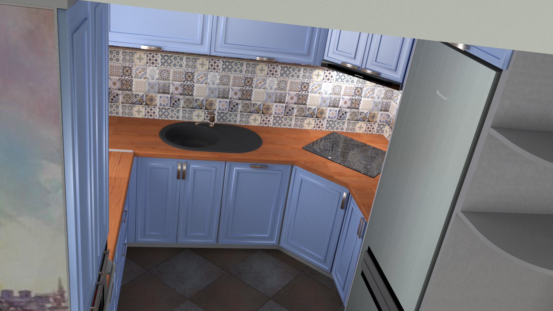 La cuisine dans la maison chasnom dans 3d max corona render image