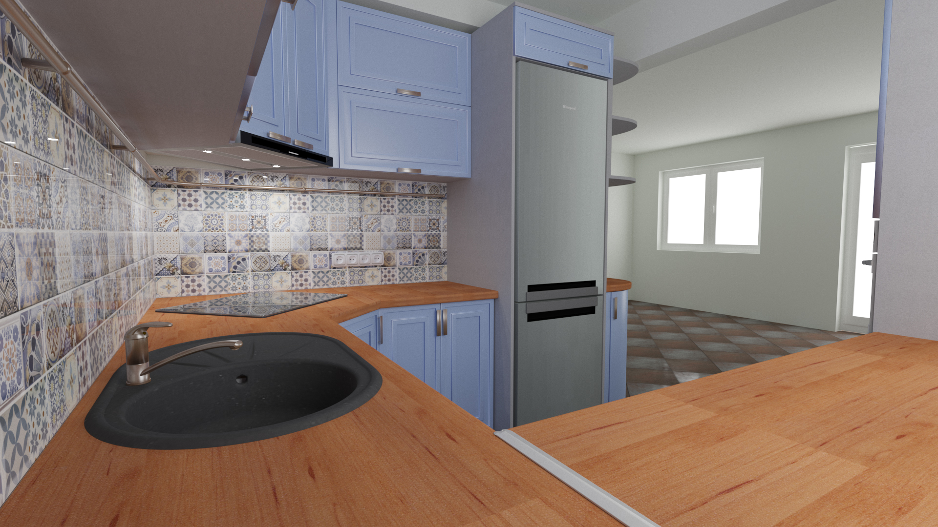 La cuisine dans la maison chasnom dans 3d max corona render image