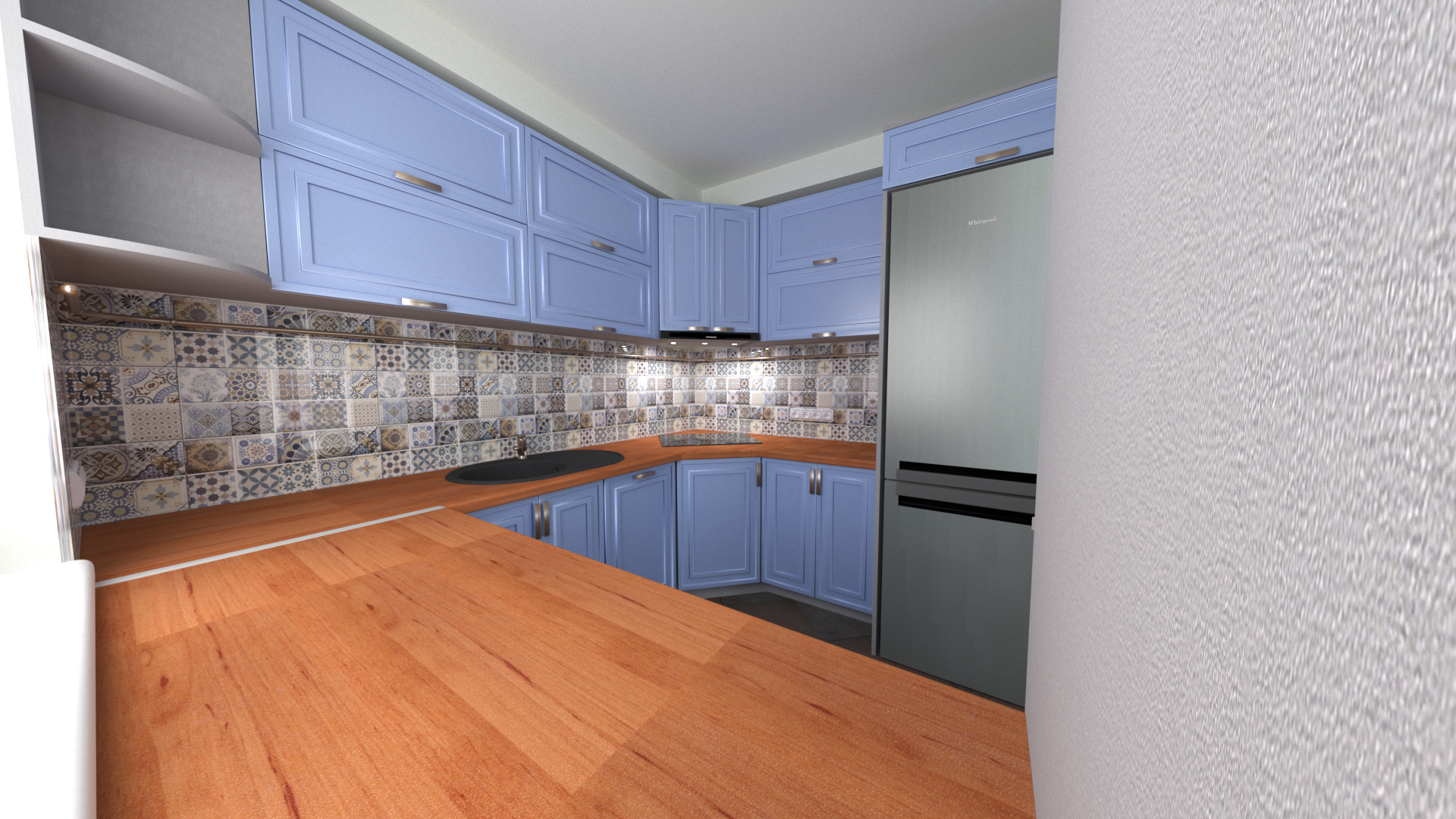 imagen de La cocina de la casa chasnom en 3d max corona render