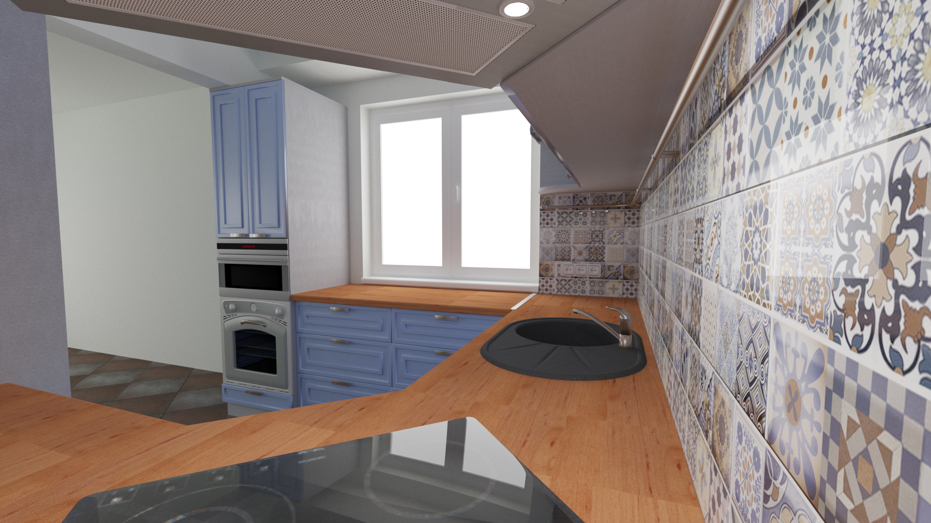 imagen de La cocina de la casa chasnom en 3d max corona render