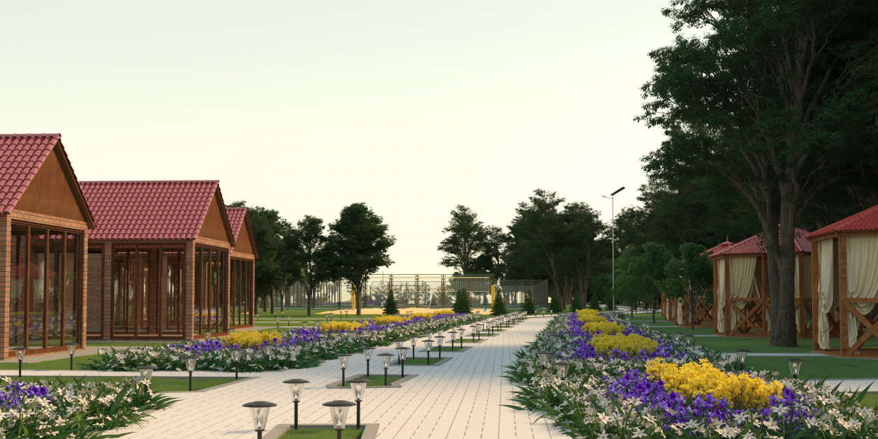 Parkta Gazebo in 3d max corona render resim