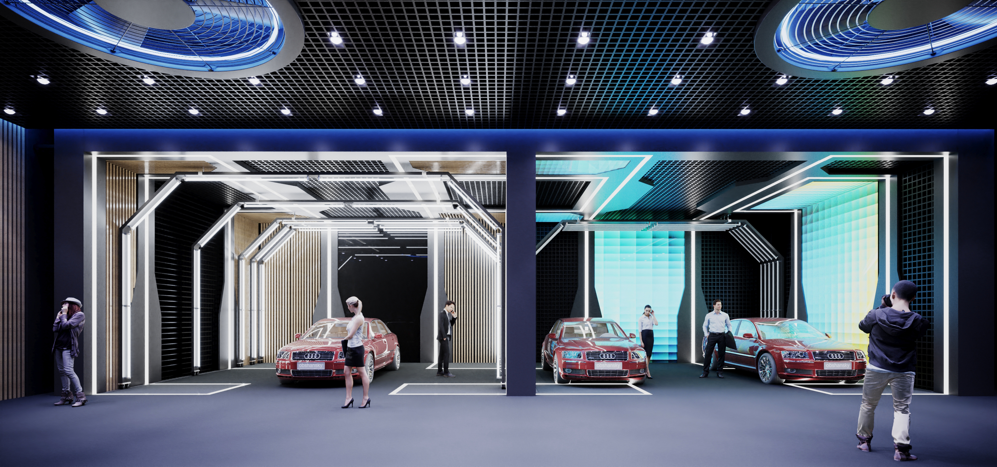 Concept ... des studios photo pour voitures du parking ordinaire dans 3d max corona render image