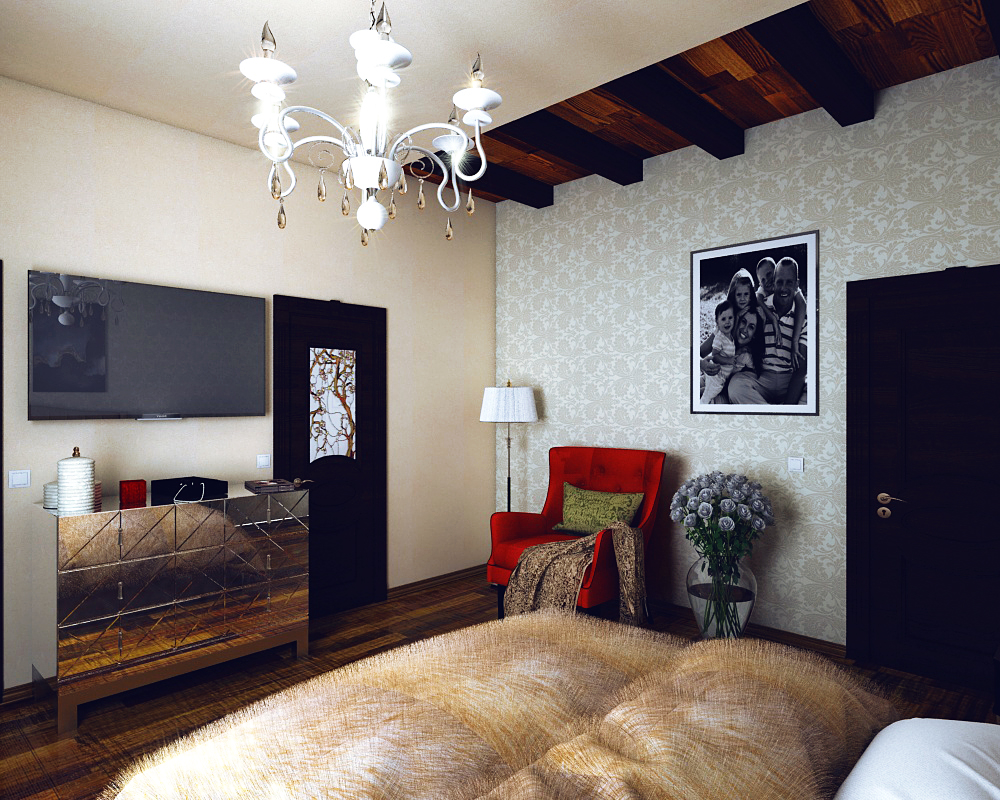 Quarto em uma casa de campo em 3d max vray 2.0 imagem