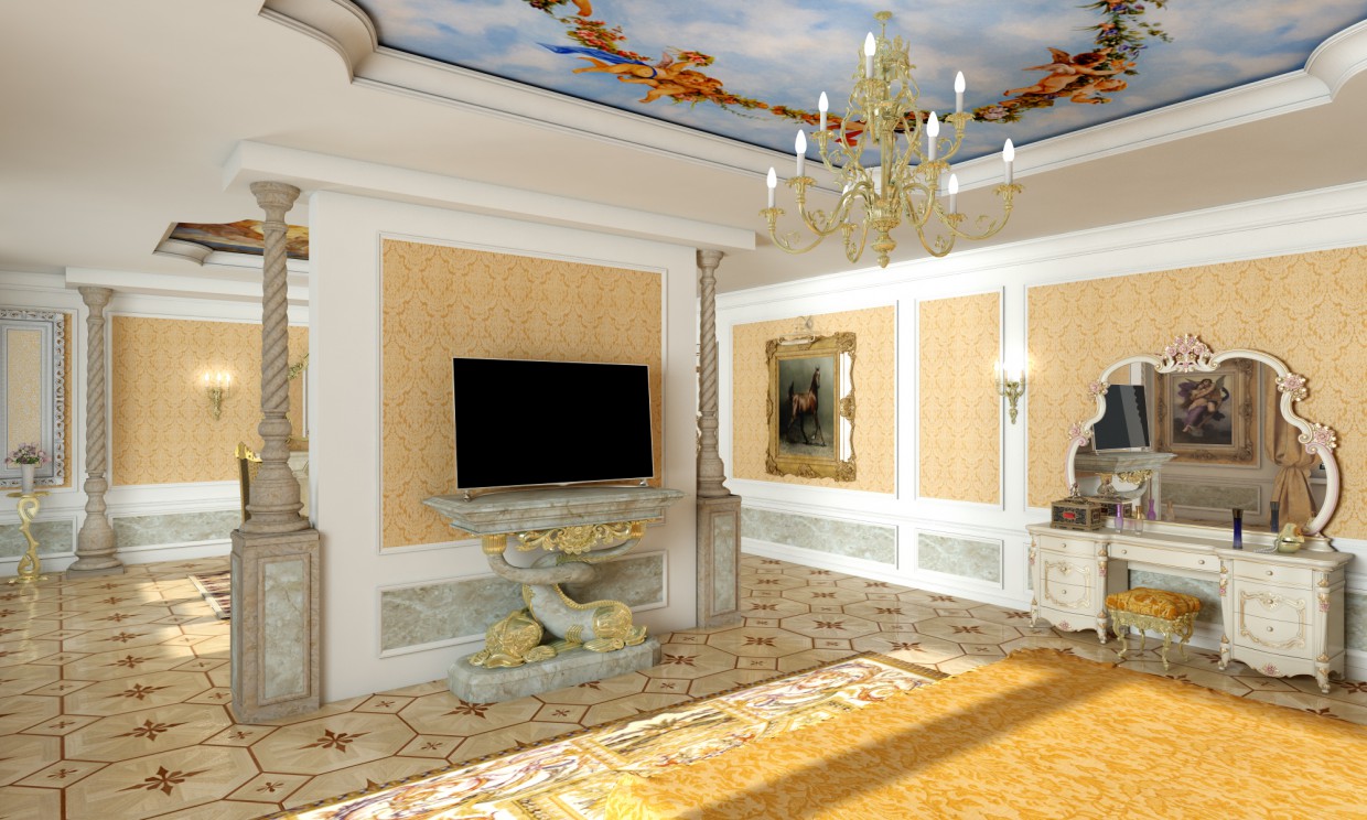 Quarto renascentista em 3d max vray imagem