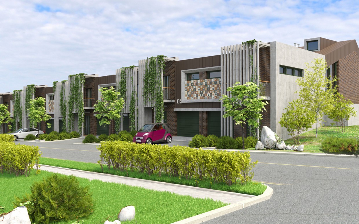 Townhouses. in 3d max corona render resim