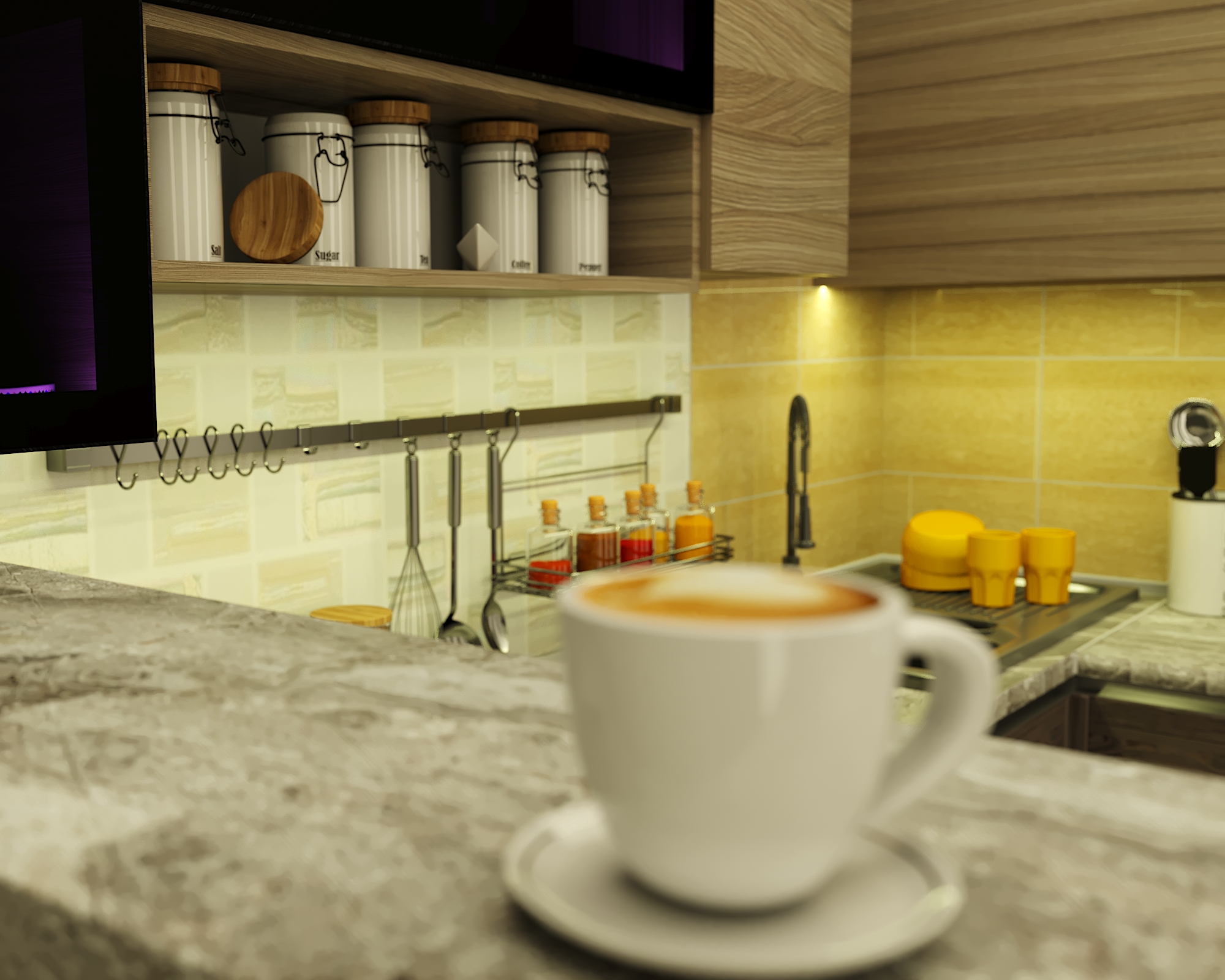 coin cuisine dans 3d max corona render image