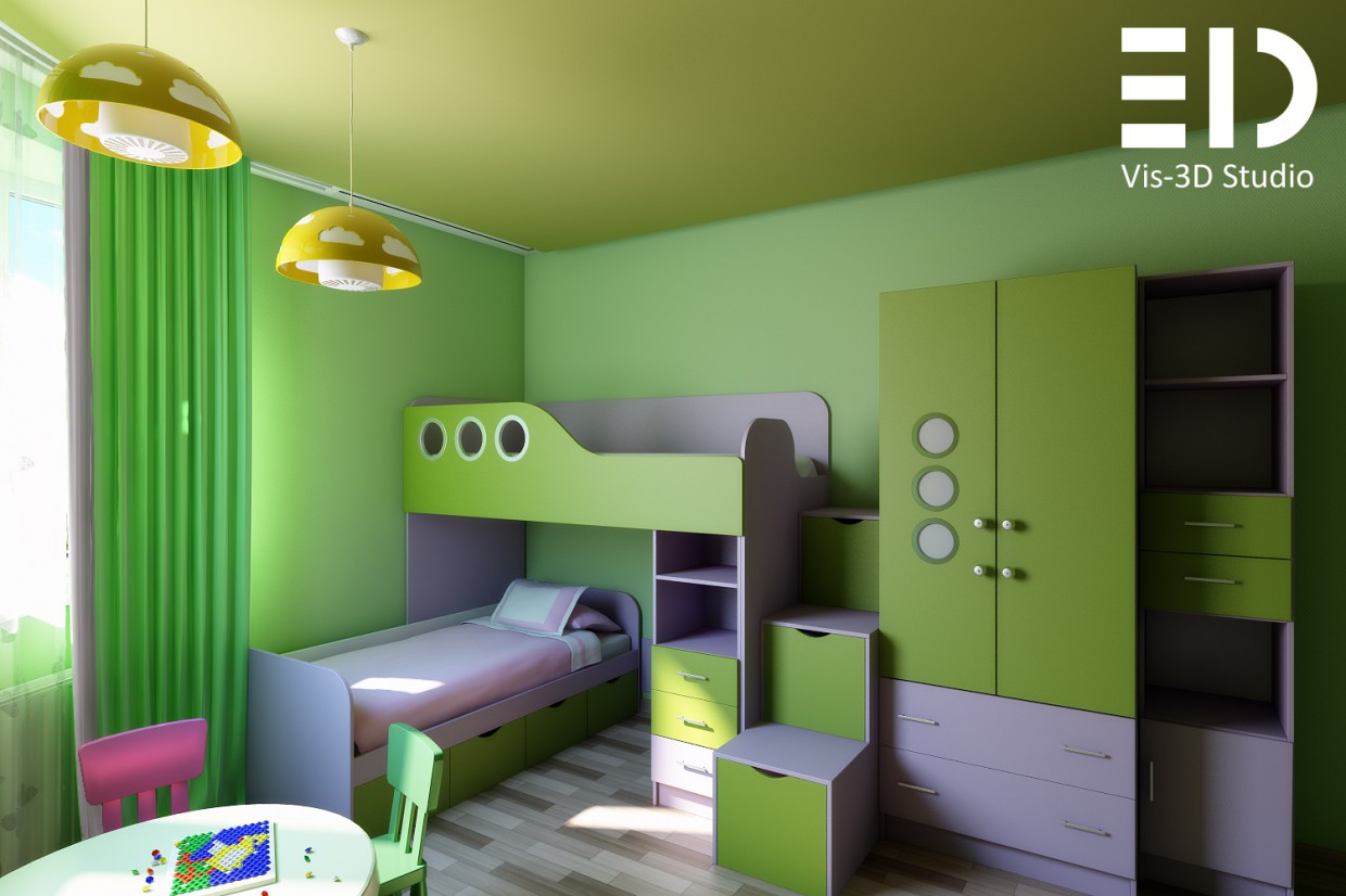 Visualization of a child's room in 3d max vray image