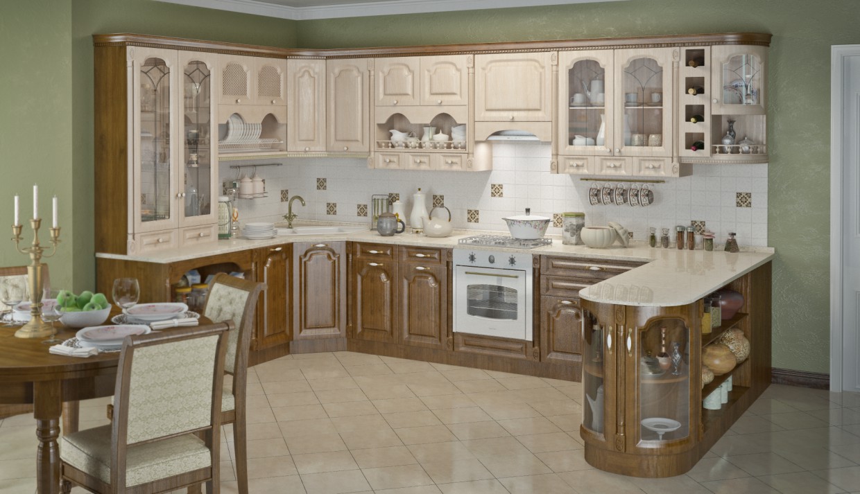 imagen de cocina Babilonia en 3d max vray