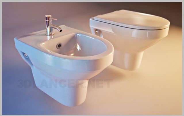 modèle 3D La toilette et le bidet Cersanit Olimpia - preview