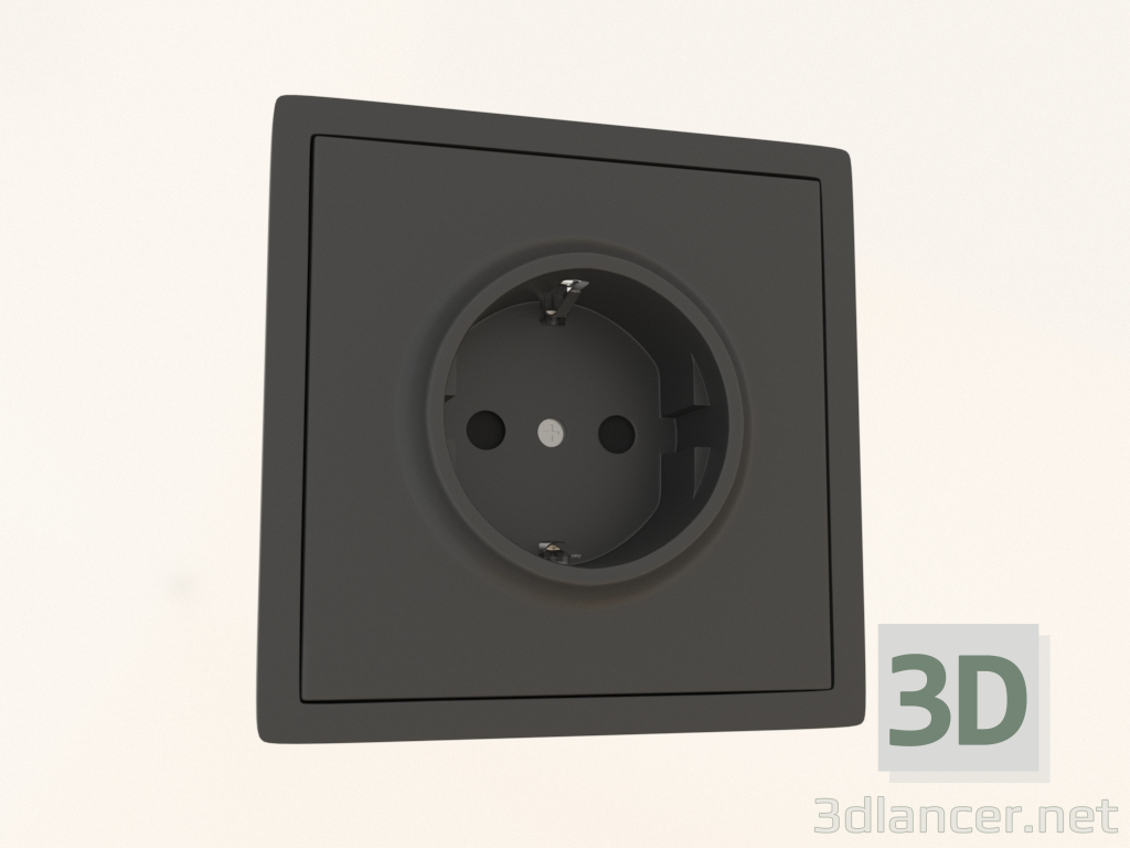 Modelo 3d Tomada de aterramento e obturador Schuko (16A, 250V, aparafusável, preto, DA22028) R98 - preview