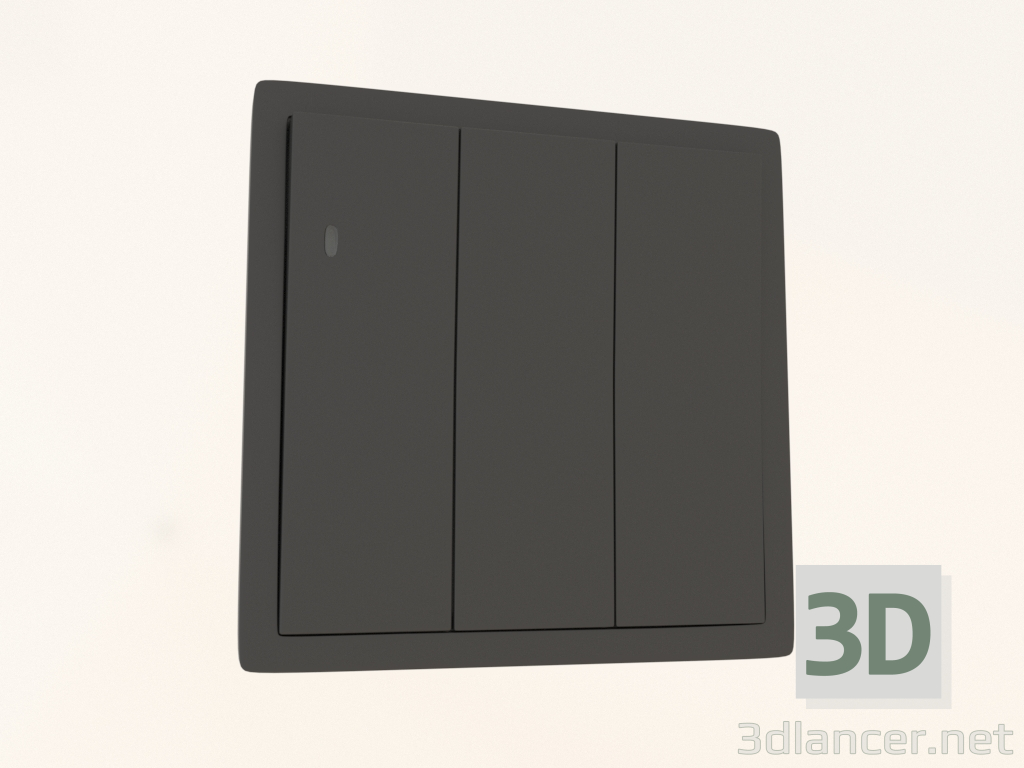 3D Modell 3-Tasten-Schalter mit Hintergrundbeleuchtung (10 A, 250 V, schwarz, DA28328) R98 - Vorschau