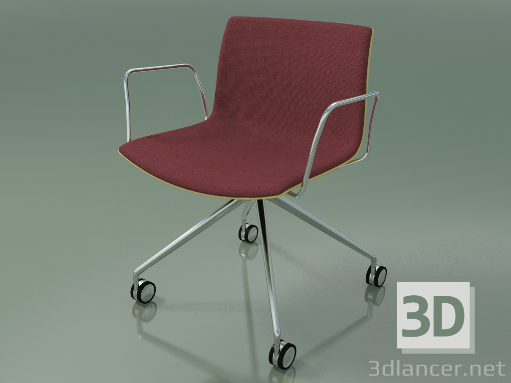 3d model Chair 2057 (4 castors, with armrests, LU1, with front trim, polypropylene PO00415) - preview