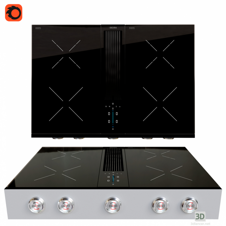 3d BORA Pro induction hob with integrated cooker hood model buy - render