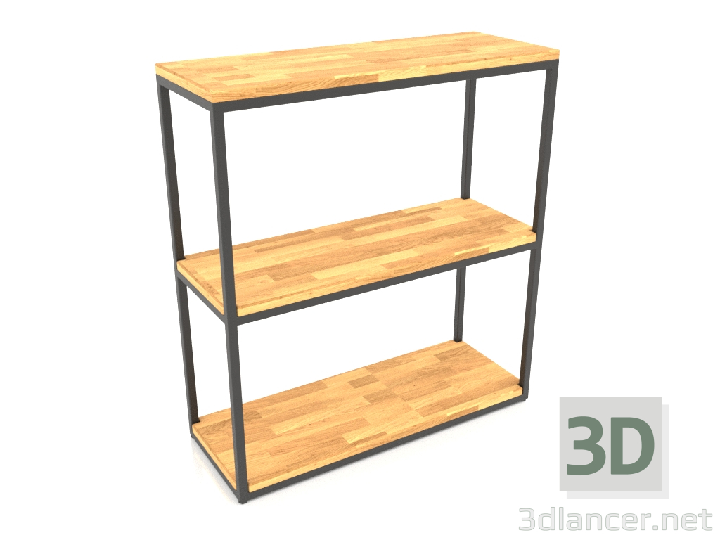 modello 3D Rack-consolle rettangolare (PAVIMENTO LEGNO, 80x30x86, 3 ripiani) - anteprima