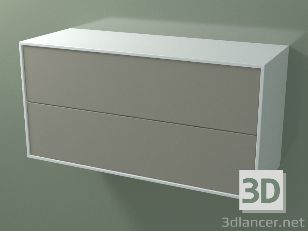 3d model Cajón doble (8AUDCA01, Glacier White C01, HPL P04, L 96, P 36, H 48 cm) - vista previa