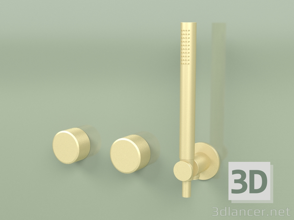 3d model Wall-mounted set of 2 hydro-progressive mixers with hand shower (16 68, OC) - preview