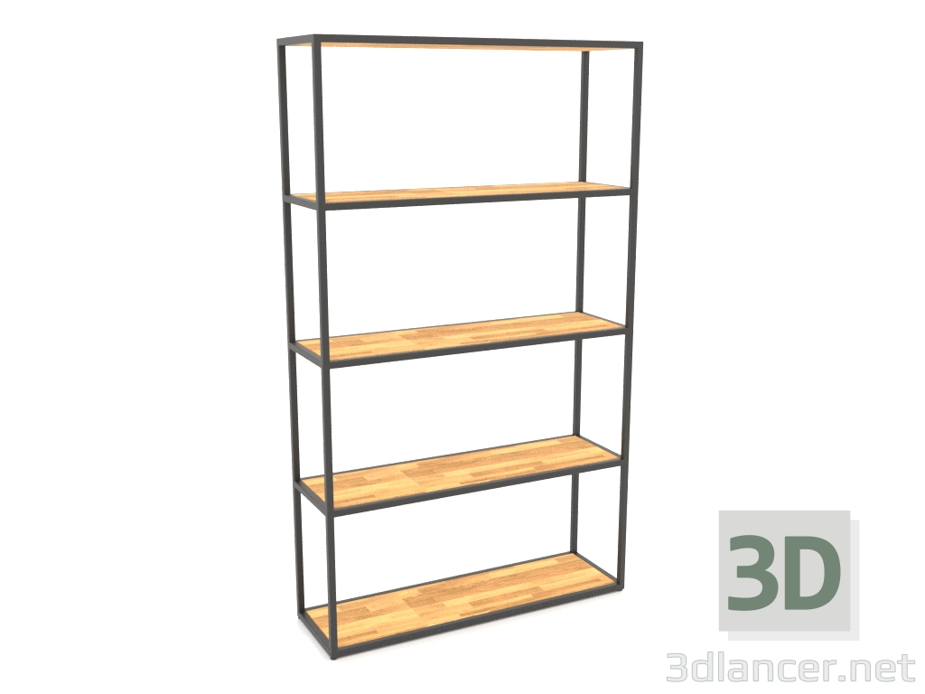 modello 3D Scaffale rettangolare grande (WOOD, 100x30x170, 5 ripiani) - anteprima