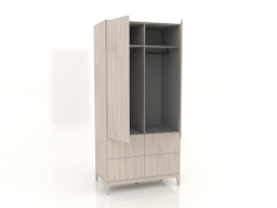 Armoire FARGO 1050x600x2200 mm (chêne blanchi, 2 portes, 4 tiroirs, ouverte)