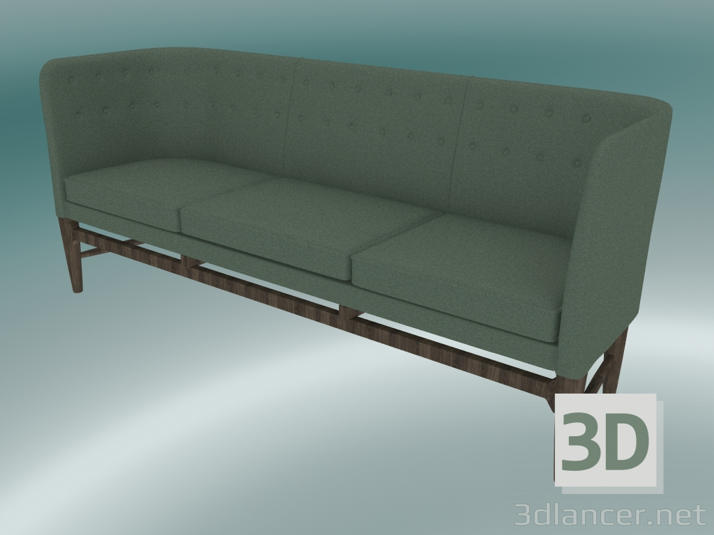 3d model Sofá triple Mayor (AJ5, H 82cm, 62x200cm, Roble aceitado ahumado, Divina - 944) - vista previa