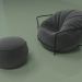 3d model Armchair Uni with pouffe (black) - preview