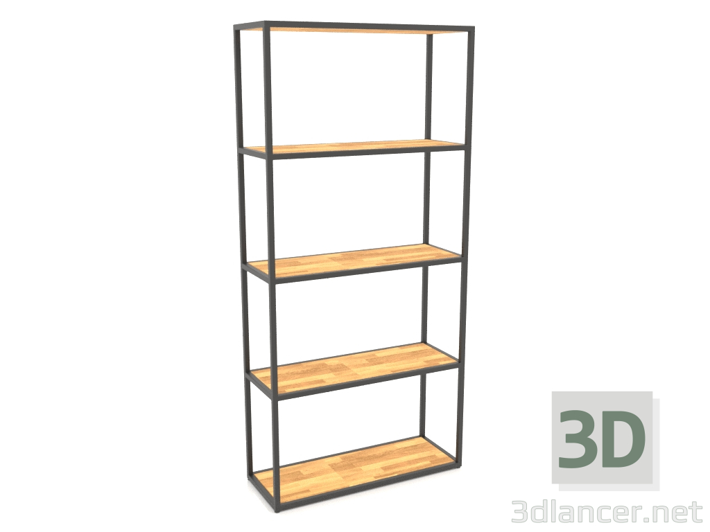 3D Modell Großes rechteckiges Regal (HOLZ, 80x30x170, 5 Regale) - Vorschau