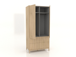 Guarda-roupa FARGO 1050x600x2200 mm (carvalho claro, 2 portas, 4 gavetas, aberto)