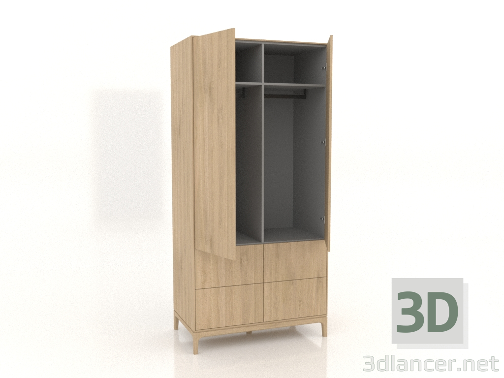 3D modeli FARGO gardırop 1050x600x2200 mm (açık meşe, 2 kapı, 4 çekmece, açık) - önizleme