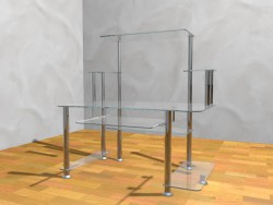 Mesa de computador. Vidro, metal