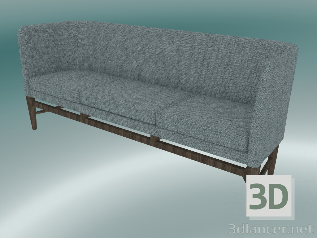 modello 3D Divano triplo Mayor (AJ5, H 82cm, 62x200cm, Rovere oliato affumicato, Hallingdal - 130) - anteprima