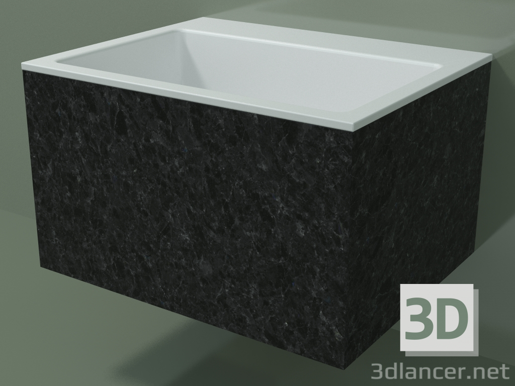 3D Modell Wandwaschbecken (02R132302, Nero Assoluto M03, L 60, P 48, H 36 cm) - Vorschau