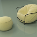 modello 3D Poltrona Uni con pouf (giallo) - anteprima