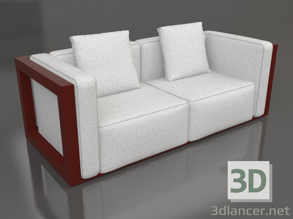 modèle 3D Canapé double (bordeaux) - preview