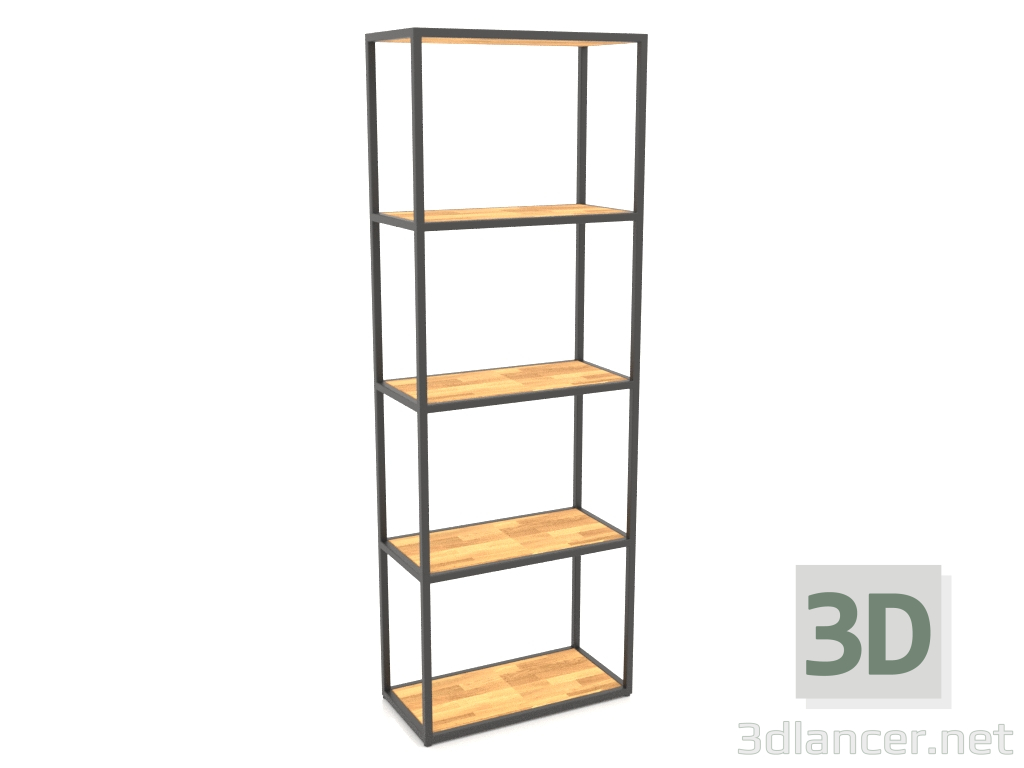 modello 3D Scaffale rettangolare grande (WOOD, 60x30x170, 5 ripiani) - anteprima