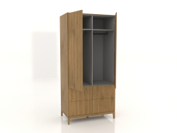 Kleiderschrank FARGO 1050x600x2200 mm (Eiche natur, 2 Türen, 4 Schubladen, offen)