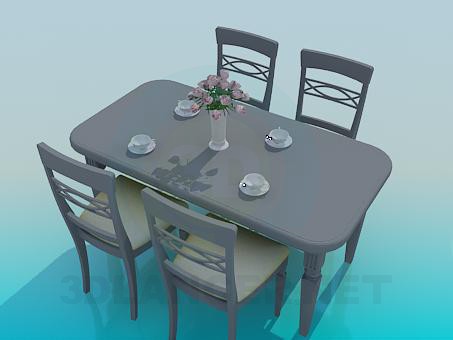 modèle 3D Table et chaises - preview