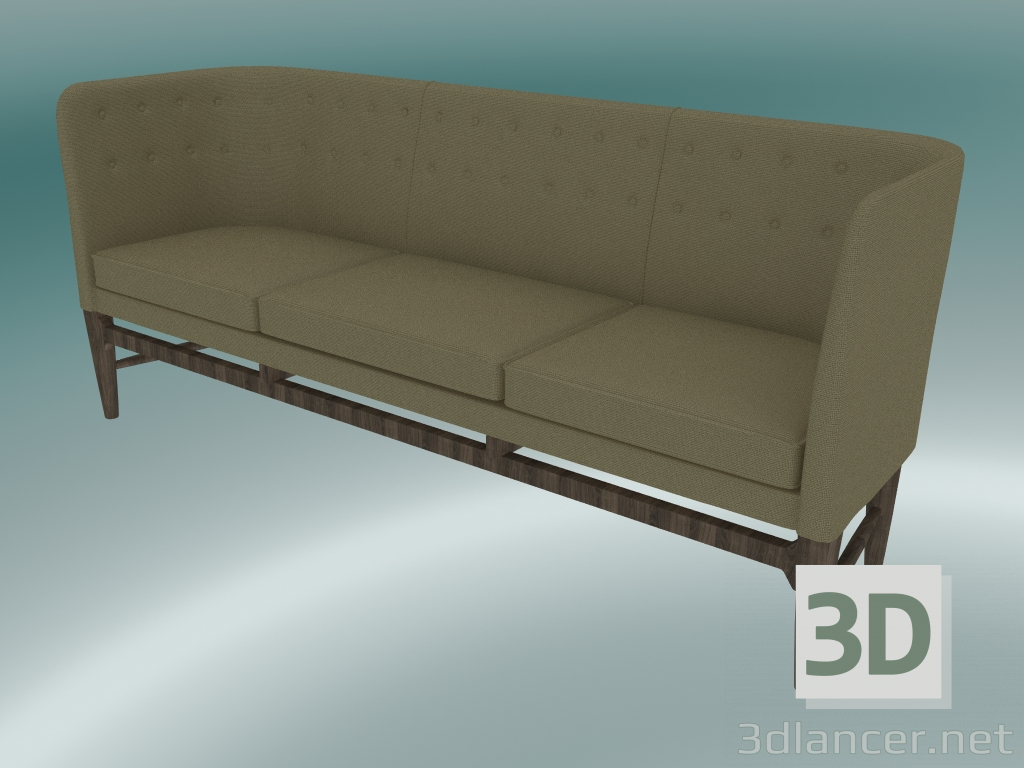 modello 3D Divano triplo Mayor (AJ5, H 82cm, 62x200cm, Rovere oliato fumé, Hallingdal - 224) - anteprima