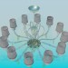 3d model Broad chandelier with glass circular - preview