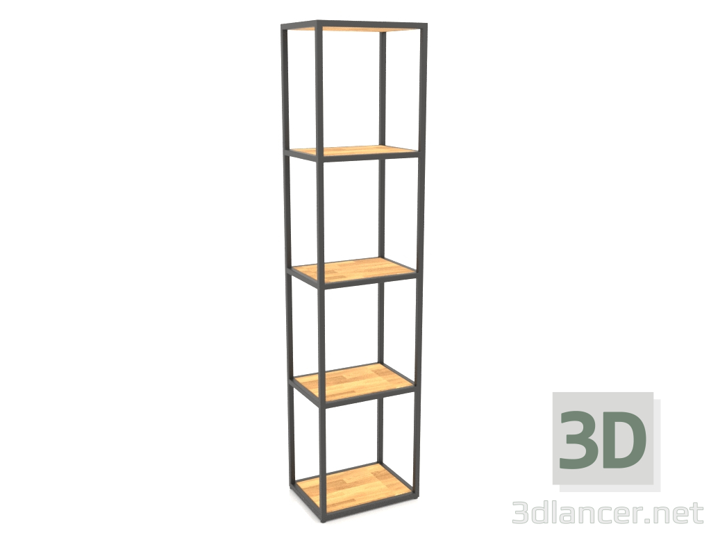 3d model Perchero rectangular grande (MADERA, 40x30x170, 5 estantes) - vista previa