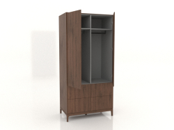 Guarda-roupa FARGO 1050x600x2200 mm (carvalho tabaco, 2 portas, 4 gavetas, aberto)