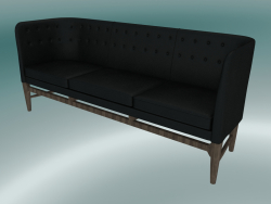 Divano triplo Mayor (AJ5, H 82cm, 62x200cm, Rovere oliato fumé, Pelle - Seta nera)