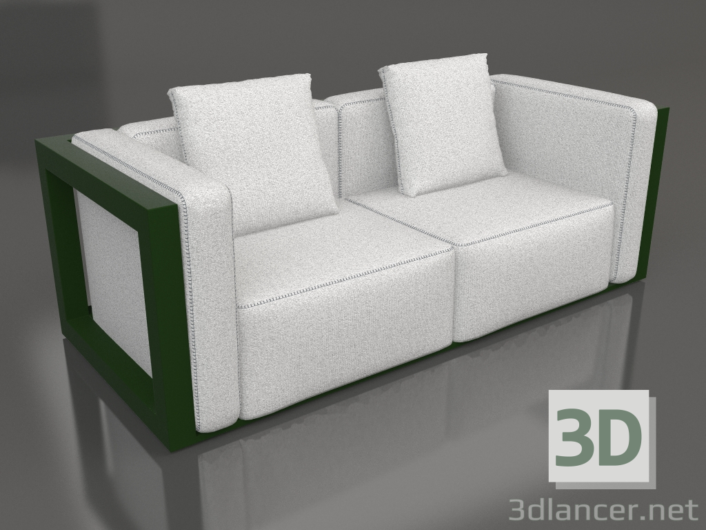 3d model Sofá doble (Verde botella) - vista previa