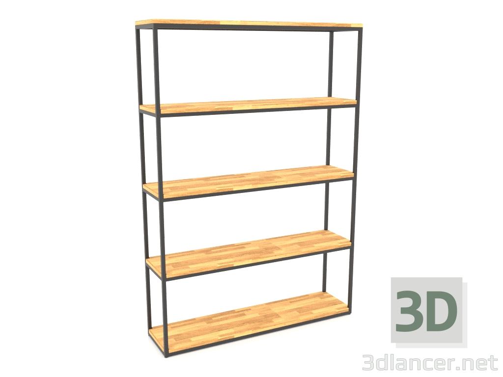 modello 3D Scaffale rettangolare grande (PAVIMENTO LEGNO, 120x30x170, 5 ripiani) - anteprima