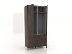 Armadio FARGO 1050x600x2200 mm (rovere scuro, 2 ante, 4 cassetti, aperto)