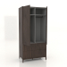 3D modeli Gardırop FARGO 1050x600x2200 mm (koyu meşe, 2 kapı, 4 çekmece, açık) - önizleme