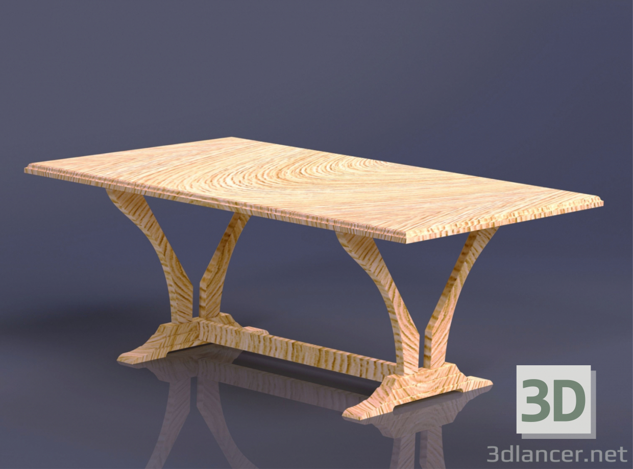 3d Solid wood table model buy - render