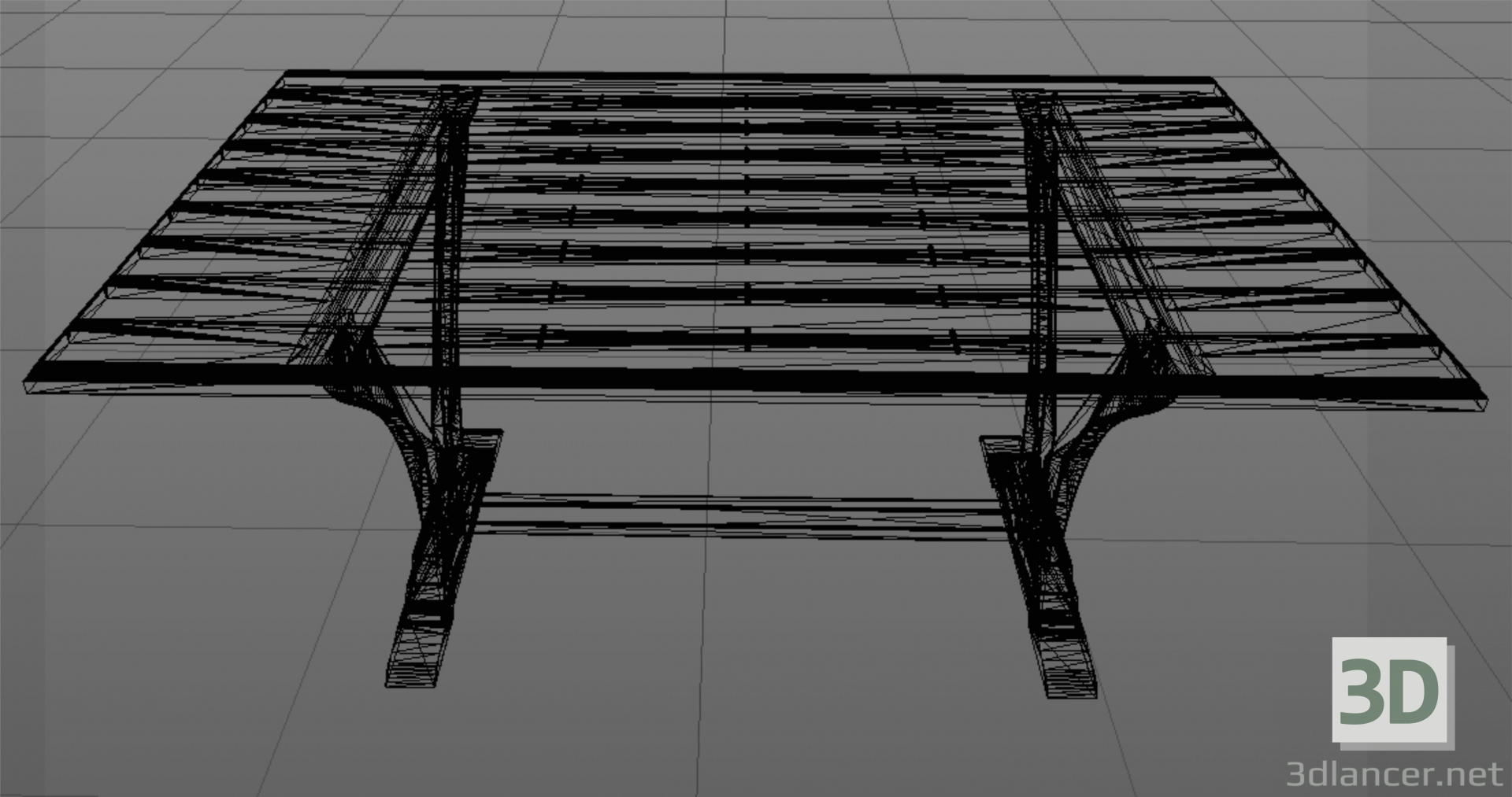 modello 3D di Tavolo in legno massello comprare - rendering