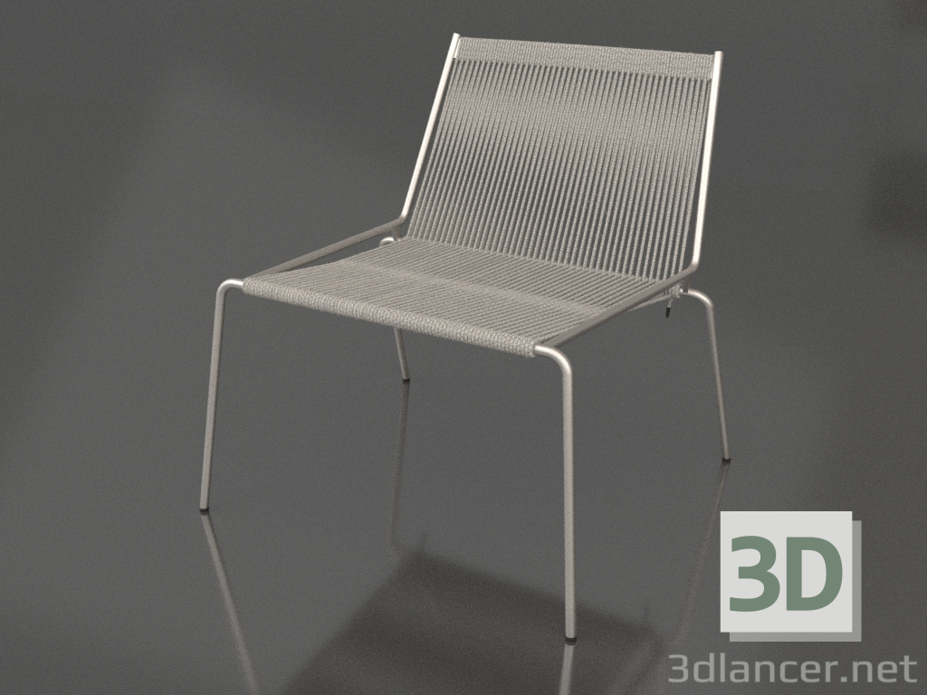 3d model Sillón Noel (Base de acero, Lana Bandera Halyard Fair Grey) - vista previa