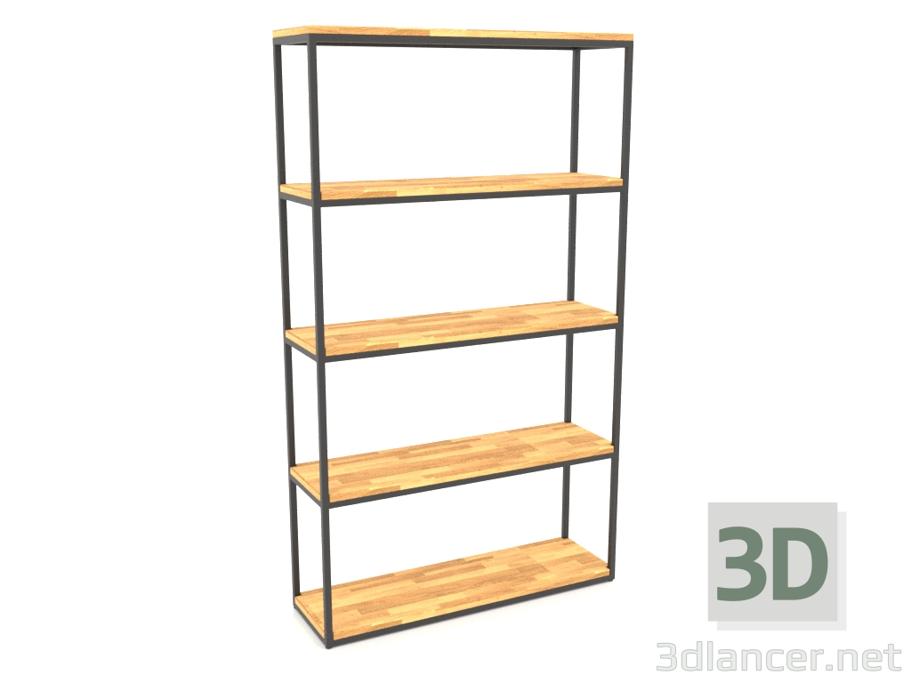 modello 3D Scaffale rettangolare grande (PAVIMENTO LEGNO, 100x30x170, 5 ripiani) - anteprima