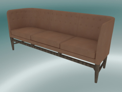 Canapé Triple Mayor (AJ5, H 82cm, 62x200cm, Chêne huilé fumé, Cuir - Soie Cognac)